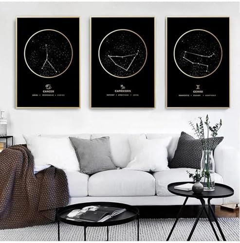 Peinture d'huile de pépinière horoscope toile géométrique 50x70cm