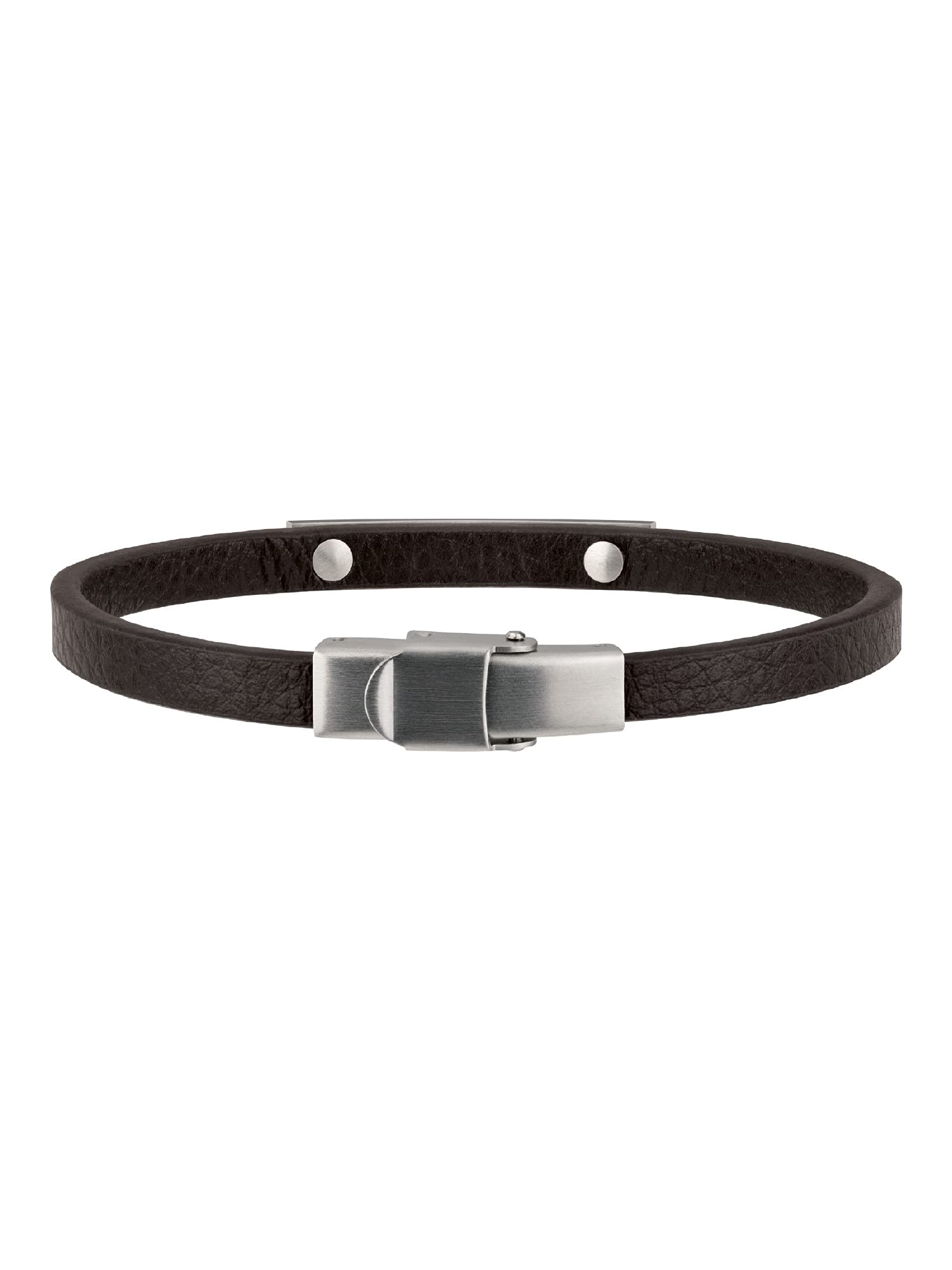Breil, Collezione Bridge, Bracciale Uomo in Pelle e Acciaio Specchiato-Satinato, con Logo, Pratica Chiusura a Gioielleria, Idee Regalo Uomo, Lunghezza Regolabile 22.5 cm