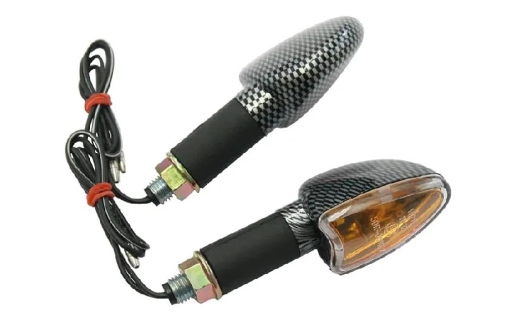 BCR Arrow Arrow Pair of Motorcycle Turn Signals Carbon Look Small Motorcycle Arrows with Clear Lens Pair of Arrow Approved Motorcycle Indicators 85 x 28 mm