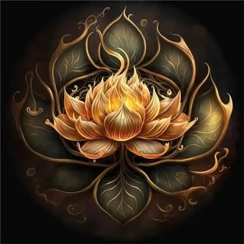 Broderie diamant lotus 90x90cm pour sublimer votre salon
