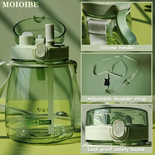 Moioibe Water Bottle With Straw 28Oz Kids Water Bottle Bpa Free Water Bottles For School/Kid/Women/Girl, Cute Water Bottles With Strap, Green #TOP2