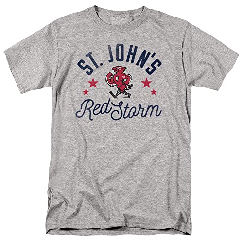 St. John's University Official Red Storm Unisex Adult T Shirt,Athletic Heather, Large