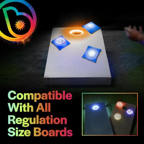 Brightz Premium Cornhole Ring Light with LED Bags - Includes 4-Pack of LED Cornhole Bags + RingBrightz Cornhole Ring Lights - The Ultimate Night Time Cornhole Master Set (Orange) - Thumbnail 6