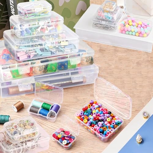 Image of Bead Storage Box,72pcs Transparent Plastic Storage Containers Different Sizes,Crayon Box, Small Item Management Box And Labels,DIY Jewelry Craft Nails, Bracelets, Jewelry, Diamonds, (5.3x3.15x1.2)