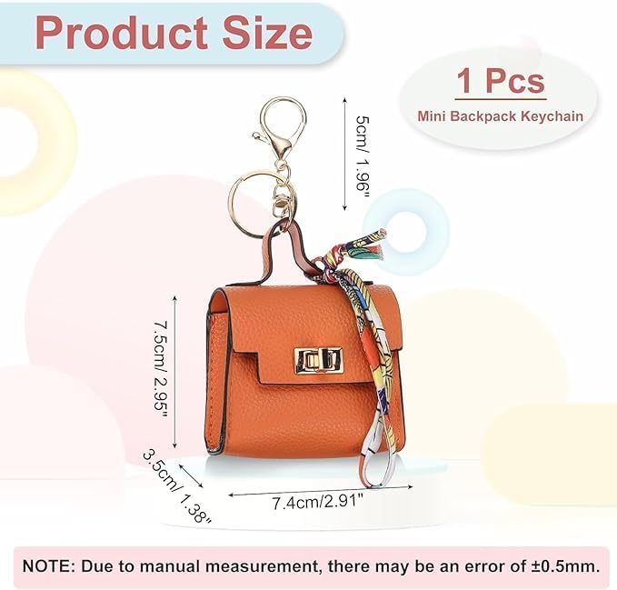 Image of Mini Backpack Keychain for Women & Girls | Cute PU Leather Purse Charm Keyring with Wrist Strap & Metal Hook | Fashion Bag for Handbags, Backpacks, Car Keys & Accessories