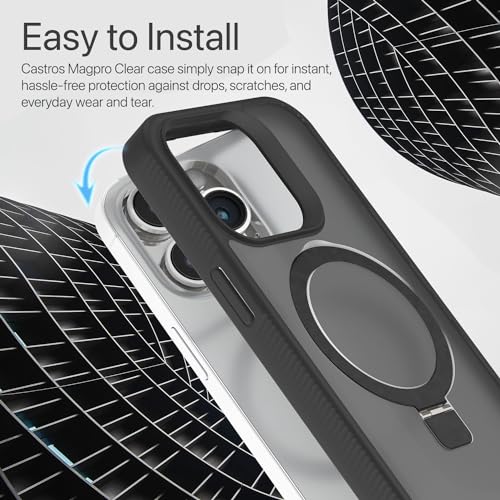 Image of Vaku Luxos Astros Magpro Back Cover Case for iPhone 15 pro with Magnetic Alloy Ring Metal Kickstand Scratch Resistant Slim Thin Military-Grade Protection Compatible with MagSafe - Black
