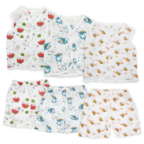 Image of BAYBEE 100% Organic Cotton Muslin Knot Jablas for Baby | Summer Wear Sleeveless Vest Jabala |