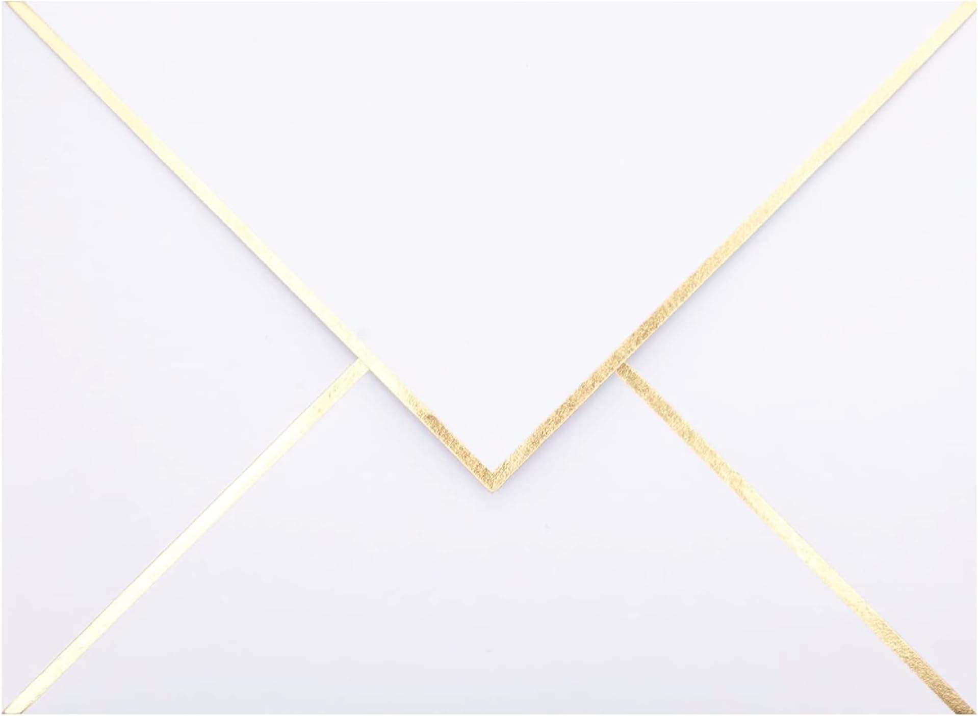 A7 Envelopes - V Flap Foil Border Luxury Mailing Envelopes for 5" x 7" Cards - for Wedding, Invitations, Baby Shower, Photos, Graduation, Birthday, Bridal Shower - 5.25" x 7.25" (White, 25 Pack)