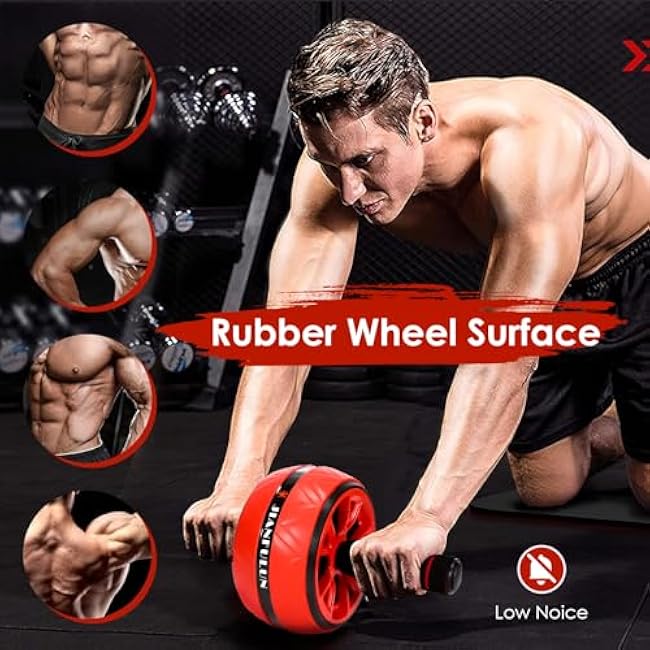 Ab Roller Wheel, Ab Workout Equipment for Abdominal & Core Strength Training, Home Gym Fitness Exercise Wheels for Women Men, with 2 Grip Strength Trainer & Knee Pad Accessories