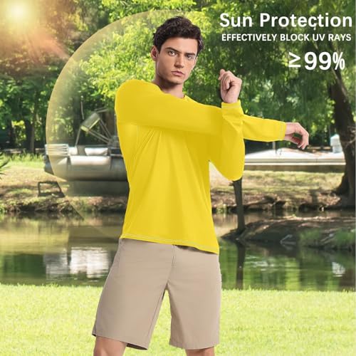 Gold Men's UPF 50+ Swim Shirts Quick Drying Loose UV Protective Clothing Water Fishing4