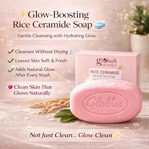 Image of Globus Naturals Rice Ceramide Body Care Combo for Glass Skin | Body Lotion + Body Wash + Soap + Loofah | Intense Hydration & Barrier Repair | Bright, Smooth & Radiant Skin | Daily Use for Men & Women | All Skin Types