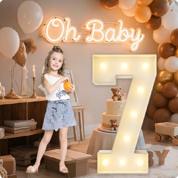 HXWEIYE Large Marquee Numbers 7, 3FT Battery Operated, Easy to Assemble