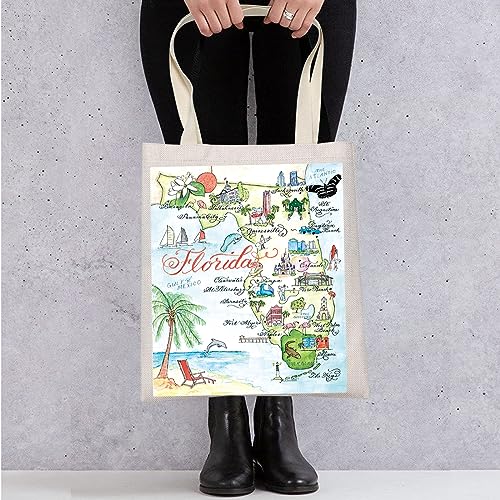 Image of WZMPA Florida State Tote Bag - Trip Souvenirs Gift, Vacation Shoulder Bag, Travel Merchandise
