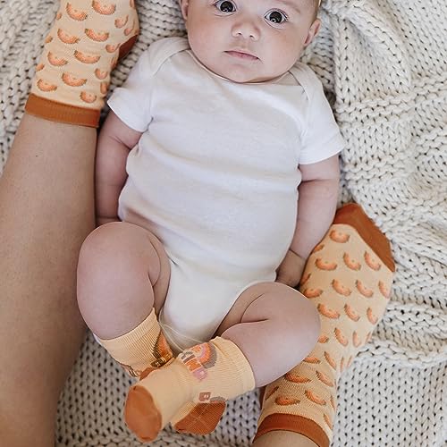JuJuBe x Studio Oh! Baby Essentials Mama & Me Matching Socks - Mom & Baby Boy/Girl Set, Ankle Socks for Infants 3-12 Months and Adult - Be Kind Rainbows4