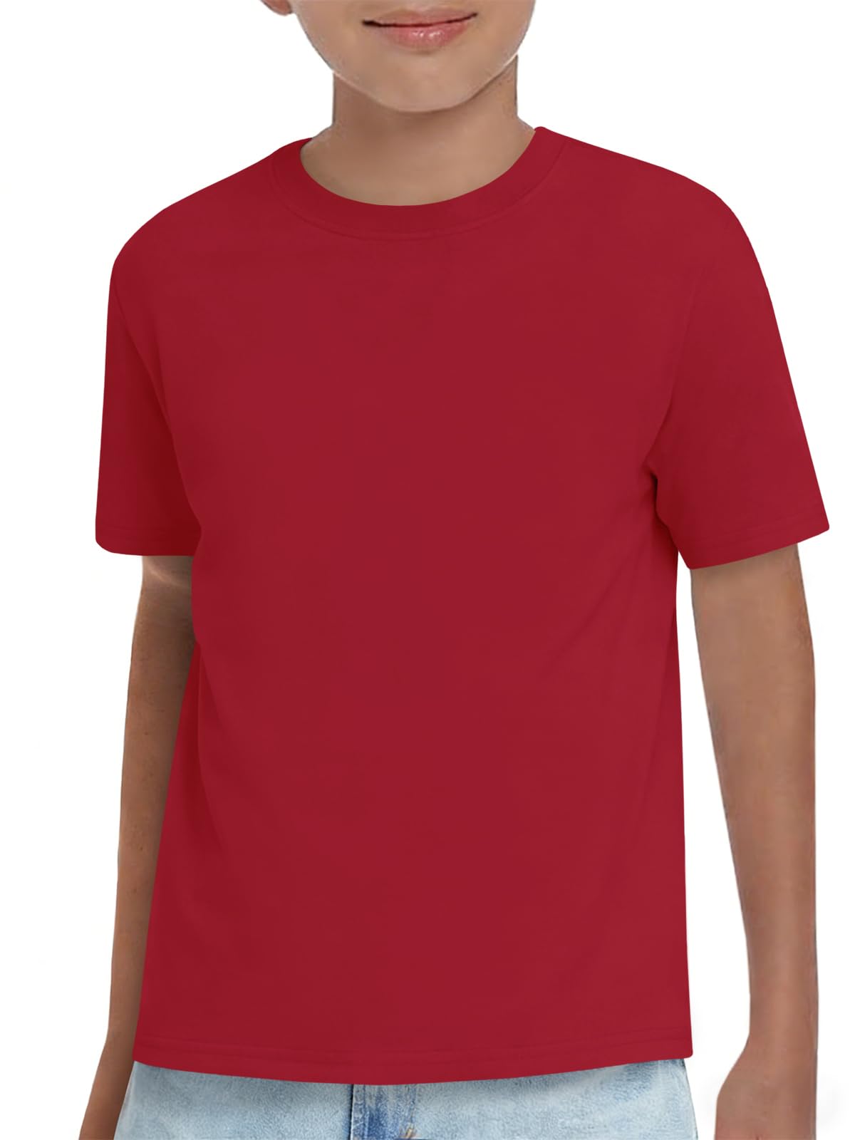 Boys Athletic Short Sleeve T Shirts Kids Summer Workout Tops Crewneck Basic Tee 5-14 Years — view 15