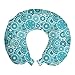 ABAKUHAUS Wasser Reisekissen Nackenstütze, Mandala Runde, Schaumstoff Reiseartikel für Flugzeug und Auto, 30x30 cm, Turquoise Teal weiß