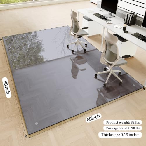 Image of [Tempered Glass] 60 inch x 80 inch Glass Office Chair Mat for Carpet