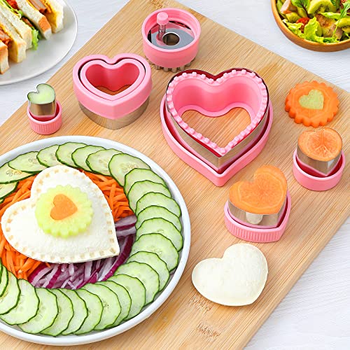 Heart Cookie Cutters Set,6 Pcs Uncrustables Maker Bread Cutters Heart Shapes Diy Cookie Cutters Fruit Vegetable Mold For Kids Boys & Girls Bento Lunch Box #TOP1