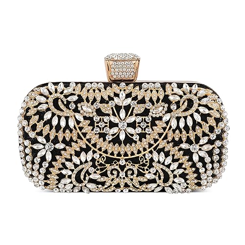 Pochette Borsa Da Sposa Lucida Squisita Borse Festa Ballo Studentesco Incontro Annuale A Tracolla A Catena Da Banchetto Da A donna elegante strass nero