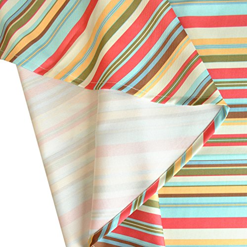 DII Summer Stripe Outdoor Zippered Tabletop Collection, Multi-use, Machine Washable, Tablecloth, 60" Round, Sunset