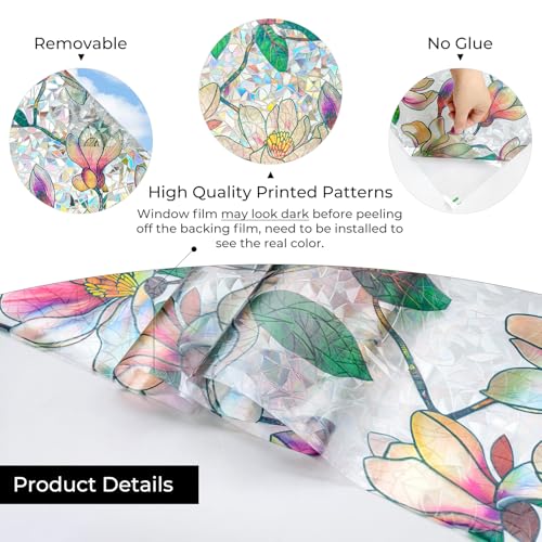 Stained Glass Window Film Privacy for Glass Windows, Window Film Privacy Vinyl Frosted No-Glue Static Cling for Home Kitchen Office Bathroom 44X200CM - Cosy Home Interiors Stained Glass Window Film Privacy for Glass Windows, Window Film Privacy Vinyl Frosted No-Glue Static Cling for Home Kitchen Office Bathroom 44X200CM - Image 4