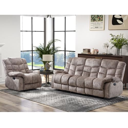 CANMOV Manual Reclining Sofa Set,2 Pieces Sofa Furniture Set for