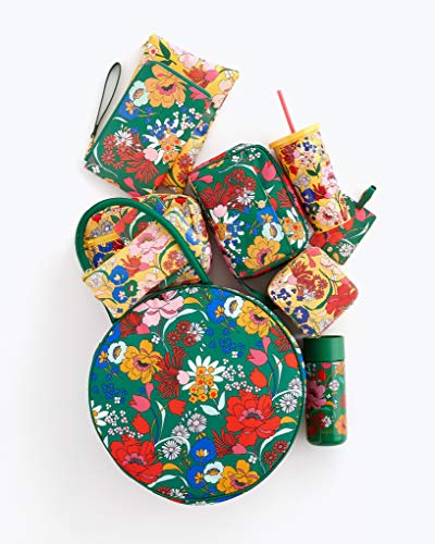 Ban.do Getaway Suitcase Tag for Travel, Green Floral Durable Vegan Leather Luggage Identifier, Superbloom4