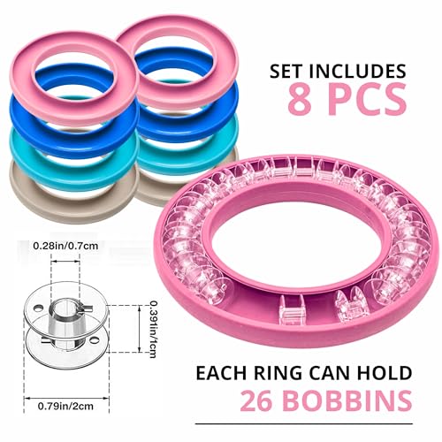 Image of 8 PCS Round Bobbin Holders for Sewing - Silicone Sewing Bobbin Holder Set in Pastel Colors, Flexible Sewing Machine Bobbin Holder Rings for Thread Organization & Sewing Bobbin Storage