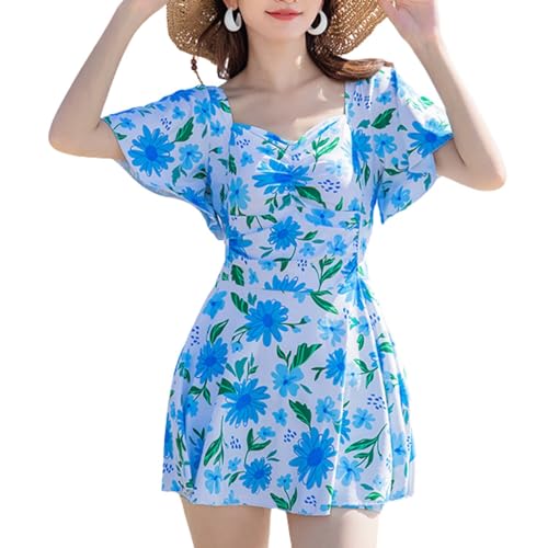 [COSOPHILO] 水着 レディース 体型カバー ワンピース (M, ブルー)