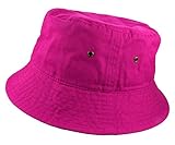 Gelante Solid Color 100% Cotton Bucket Hat for Women and Men Packable Travel Summer Beach Hat 1900-HotPink-L/XL