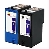 2 Pack (1 Black + 1 Color) Remanufactured DELL (Series 9) MK992 Black and MK993 Color Hi-Yield...