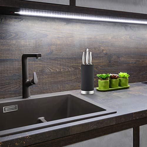 Base guardar cuchillos Relaxdays con bloque de cerdas plástico circular negro 3