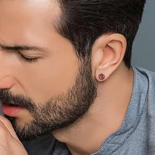 Red Earrings 6Mm Black And Red Stud Earrings For Women Men Vintage Crown Red Cubic Zirconia Earrings #TOP2