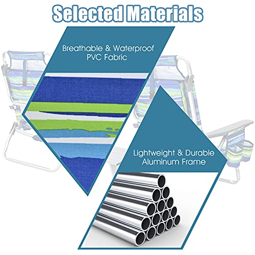 Giantex-Beach-Chair-4-Pack-Sling-Camping-Chair-Sunbathing-Chairs-with-5-Adjustable-Position-Head-Pillow-Storage-Bag-Towel-Bar-Cup-Holders-Folding-Fishing-Backpack-Lawn-Chairs