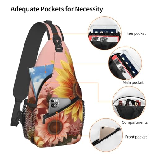 Bolso pequeño tipo bandolera unisex con girasol miniatura 4