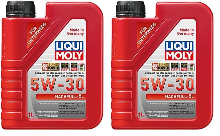 LIQUI MOLY Nachfüll-Öl 5W-30 | 1 L | Synthesetechnologie Motoröl | Art.-Nr.: 21286, farblos (Packung mit 2)