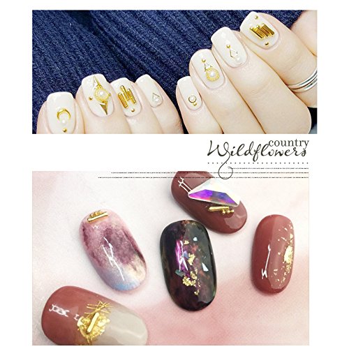1 Box Mixed Gold Silver Metal Rods Nail Art Decorations 3D Studs Nail Art Rhinestones 12 Type In Wheel Straight Curve Design Charm Nails Art Diy Manicure For Nails Tools Tips #TOP3