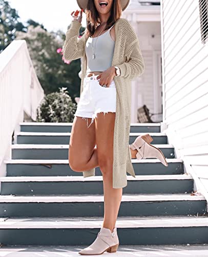 Image of Misassy Womens Open Front Knit Sheer Cardigans Summer Boho Lightweight Long Sleeve Kimono Long Sweater