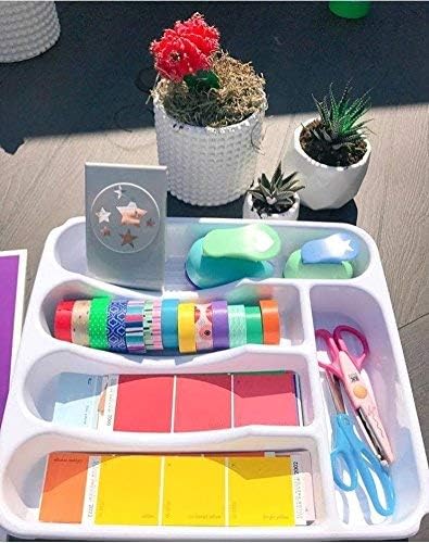 Miniatura 3 de Bandeja de plástico con tapa, organizador de cubiertos de cocina y soporte para utensilios, contenedor de almacenamiento de cubiertos de 5