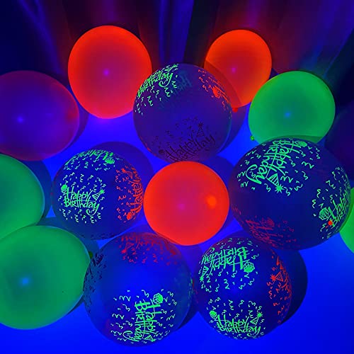180 Pieces Uv Neon Balloon 12 Inch Blacklight Glow Party Balloon Including 150 Pieces 5 Solid Color Fluorescent Balloon 30 Pieces Printing Neon Fluorescent Balloon For Party Supply (Vintage Style) #TOP3