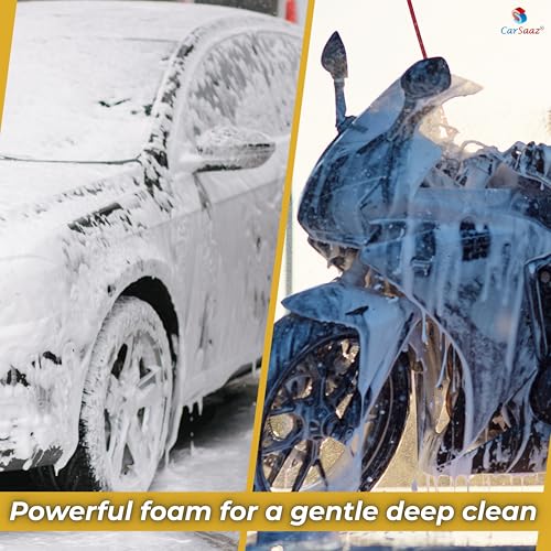Image of CAR SAAZ Foam X Car & Bike Wash Liquid 200ml | Premium High-Foaming Shampoo | Snow Foam Wash Shampoo for Ultimate Clean & Shine | pH Neutral, Thick Suds, Highly Effective