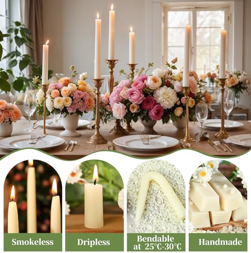 Image of White Beeswax Taper Candles,Non-Toxic Bees Wax Candle for Home,8Inch,18Pack