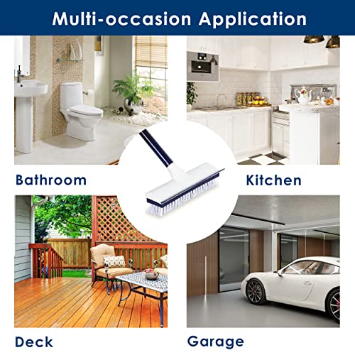 Image of BOOMJOY Floor Scrub Brush with 50 inch Long Handle, 2 in 1 Scrape and Brush, Stiff Bristles for Cleaning Bathroom, Patio, Kitchen, Wall and Deck-Navy