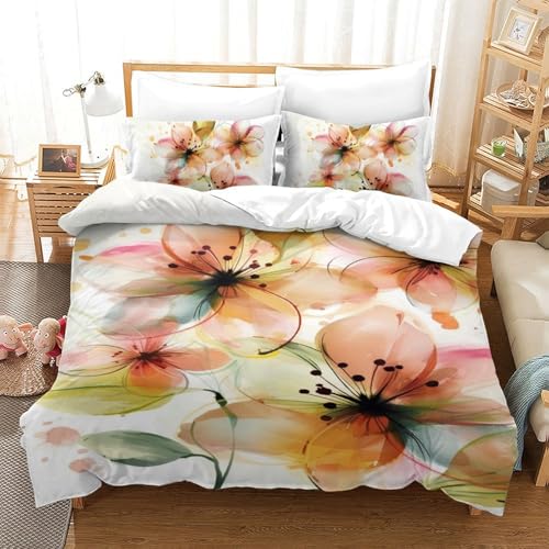 Housse de couette respirante 3D fleurs parure microfibre douce - 2