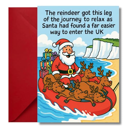 LimaLima Funny Christmas Card Rude Xmas Santa & Reindeer Design Perfect For Men Women Him Her Friends Family & Work Colleagues