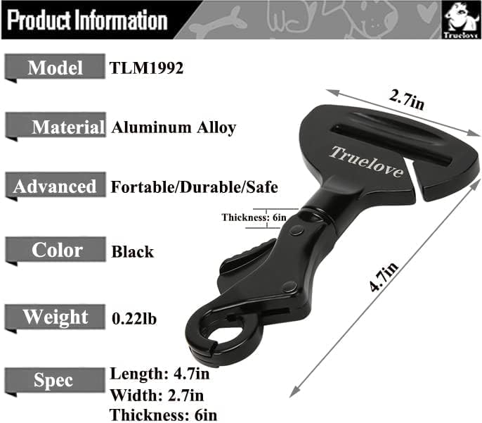 Truelove Vehicle Seat Belt Safety Buckle Lock, Dog Seat Belt Clip Universal Dog Car Restraint - Portable Vehicle Seatbelt Harness for Pet Car Travel(Purple) - image 3