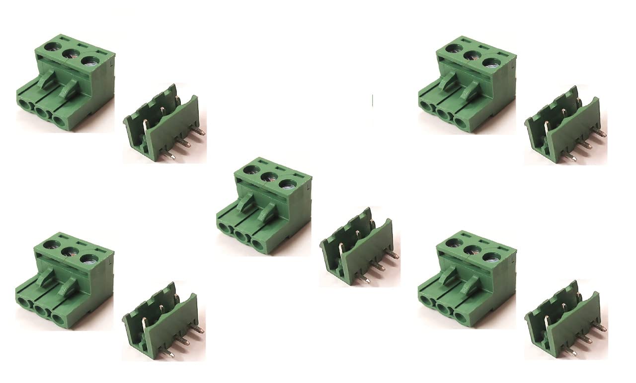 ERH India (Pack of 5) Pitch Right Angle Screw Terminal Block Male Female Pair Connector 5085 Plug in Type Screw Terminal Connector - 3 Pin - 5.08mm XY2500 Connector 300V/15A, 28-12 AWG (B09NY4CJ95) Amazon Price History, Amazon Price Tracker