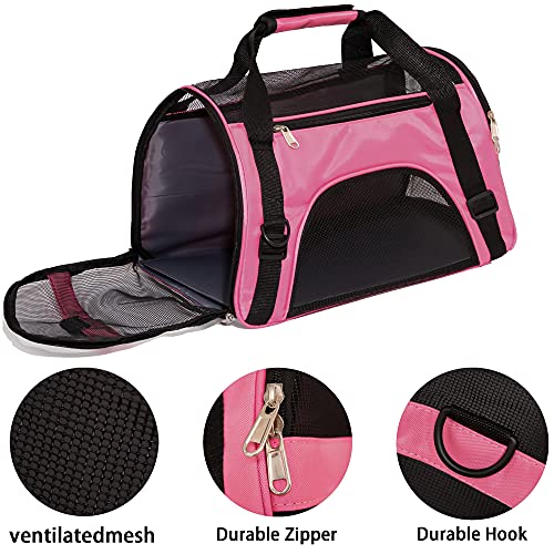 Adkyop Cat Carrier Kitten Carrier Dog Soft-Sided Carrier Pet Travel Carrier For Cats Dogs Comfort Portable Pet Bag Airline Approved (Medium Pink) #TOP3