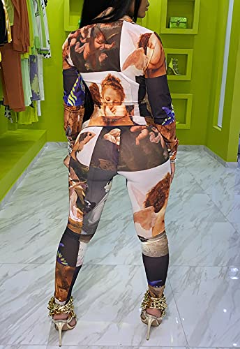 Image of YouSexy 2 Piece Legging Pant Sets for Women Floral Print Long Sleeve Tracksuits Outfits