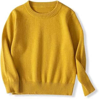 Boys and Girls' Uniform Cotton Crew-Neck Sweaters Long Sleeve Pullover Knit Sweater